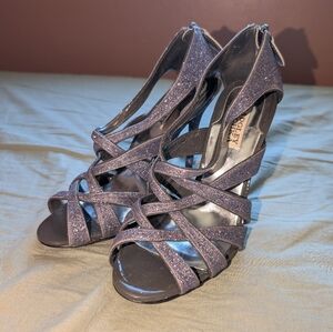 Badgley Mischka Evening Glitter Heels W8.5 Light Purple/Silver